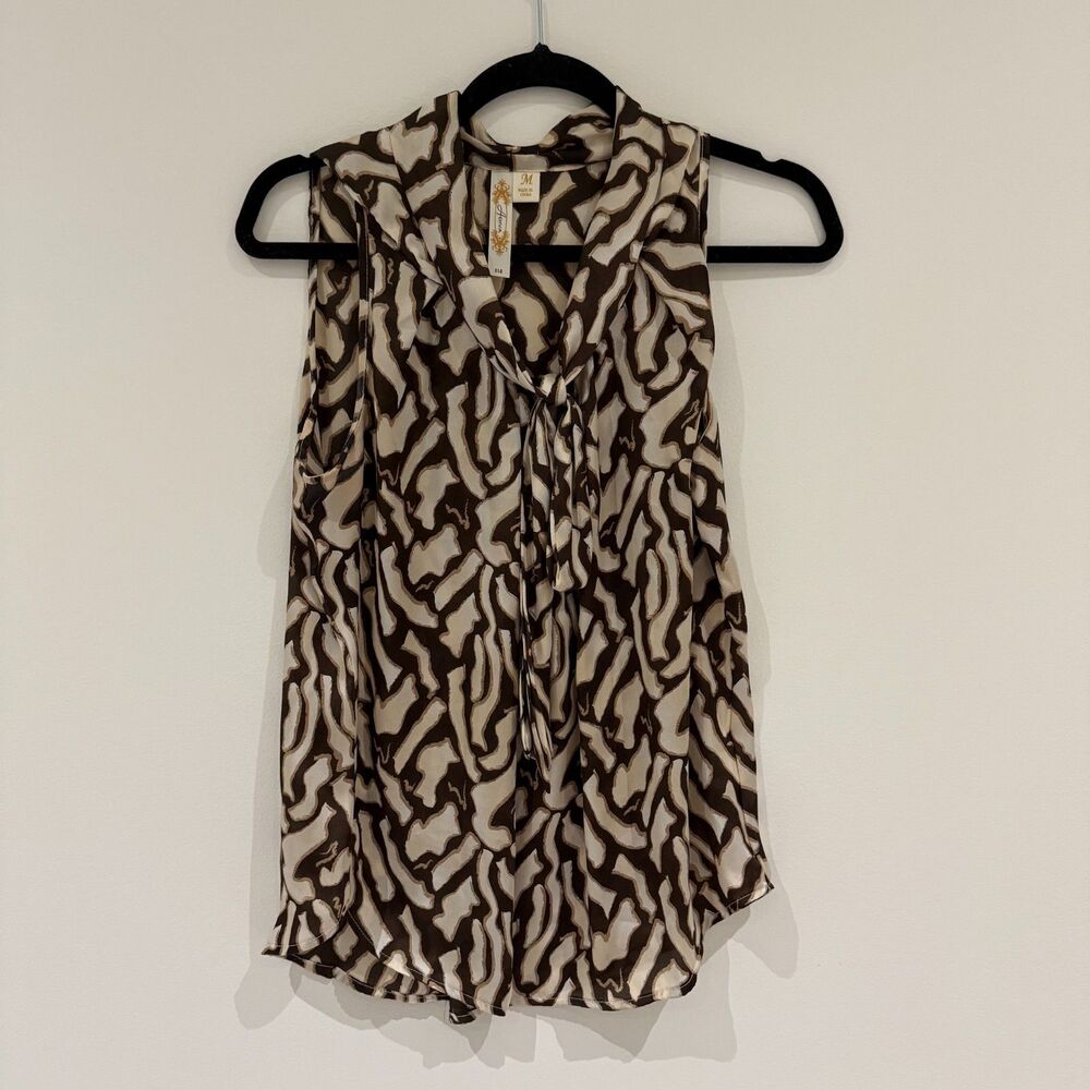ADiva Size M Animal Print Tie Top Sleeveless Blouse - EUC - Picture 1 of 3